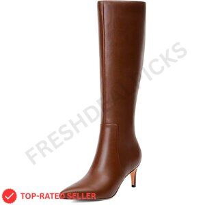 Brand New QIY Boots 6 Brown Kitten Heel